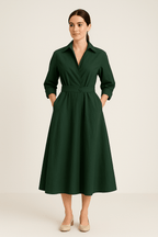 Women's Cotton Shirt Dress - Sarah Style - Casual Dress for Everyday Wear