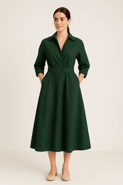 Women's Cotton Shirt Dress - Sarah Style - Casual Dress for Everyday Wear