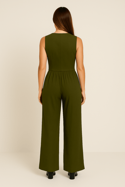 Sleeveless Linen Vest and Wide Trousers Set for Women - Cotton Casual Outfit