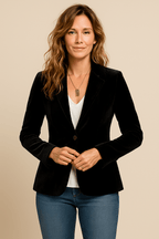 Women’s Retro Lapel Blazer with Pockets – Slim Fit – Stylish Jacket for Women