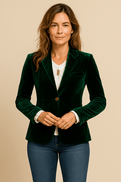 Women’s Retro Lapel Blazer with Pockets – Slim Fit – Stylish Jacket for Women