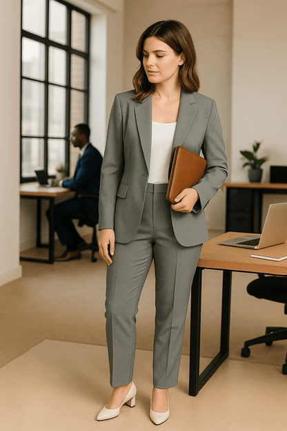 Two-Piece Blazer and Trouser Set for Women – Tailored Fit, Smart Office Wear, Available in Multiple Sizes