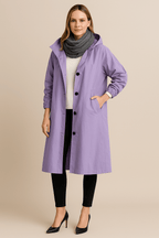 Women's Hooded Long Trench Coat with Pockets - Stylish Waterproof Outerwear for All Seasons