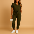 Tailored Women's Jumpsuit with Button Closure and Flattering Fit - Comfortable and Stylish All-in-One Outfit