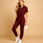 Tailored Women's Jumpsuit with Button Closure and Flattering Fit - Comfortable and Stylish All-in-One Outfit
