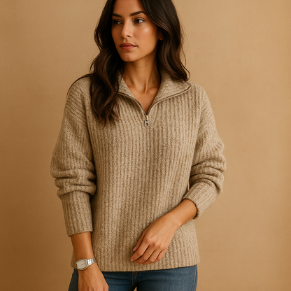 Ladies' Half Zip Jumper with Comfortable Fit - Perfect for Everyday Wear