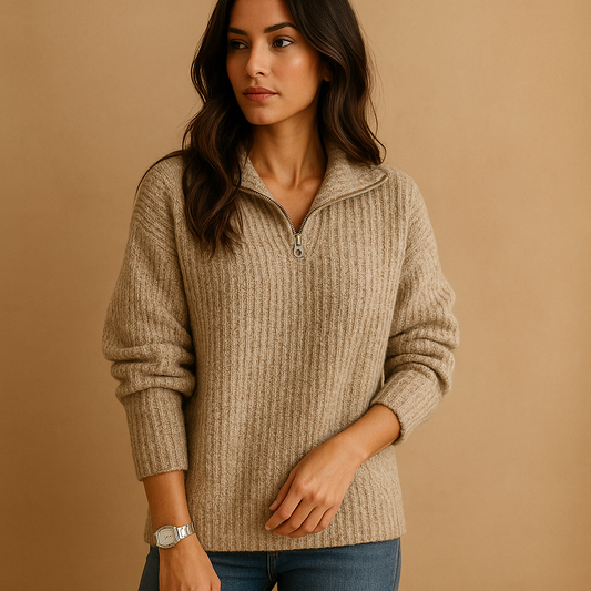 Ladies' Half Zip Jumper with Comfortable Fit - Perfect for Everyday Wear