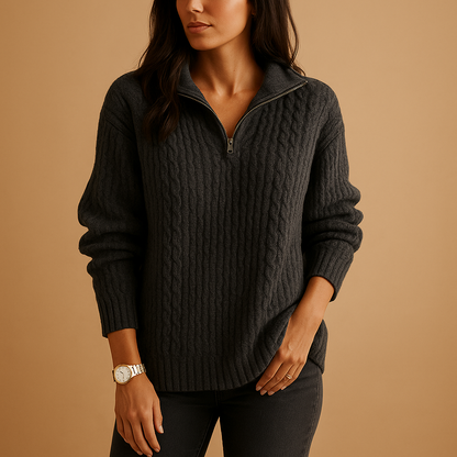 Ladies' Half Zip Jumper with Comfortable Fit - Perfect for Everyday Wear