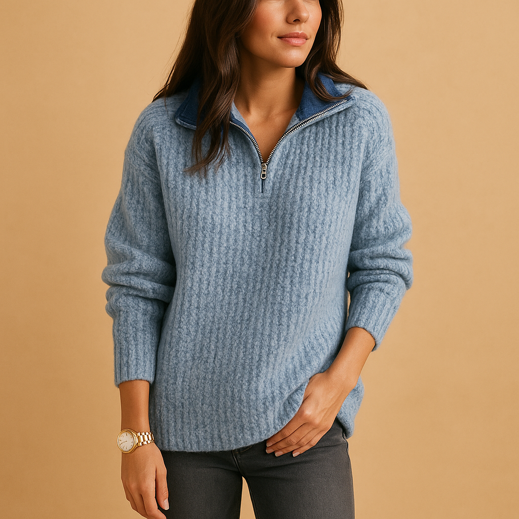 Ladies' Half Zip Jumper with Comfortable Fit - Perfect for Everyday Wear