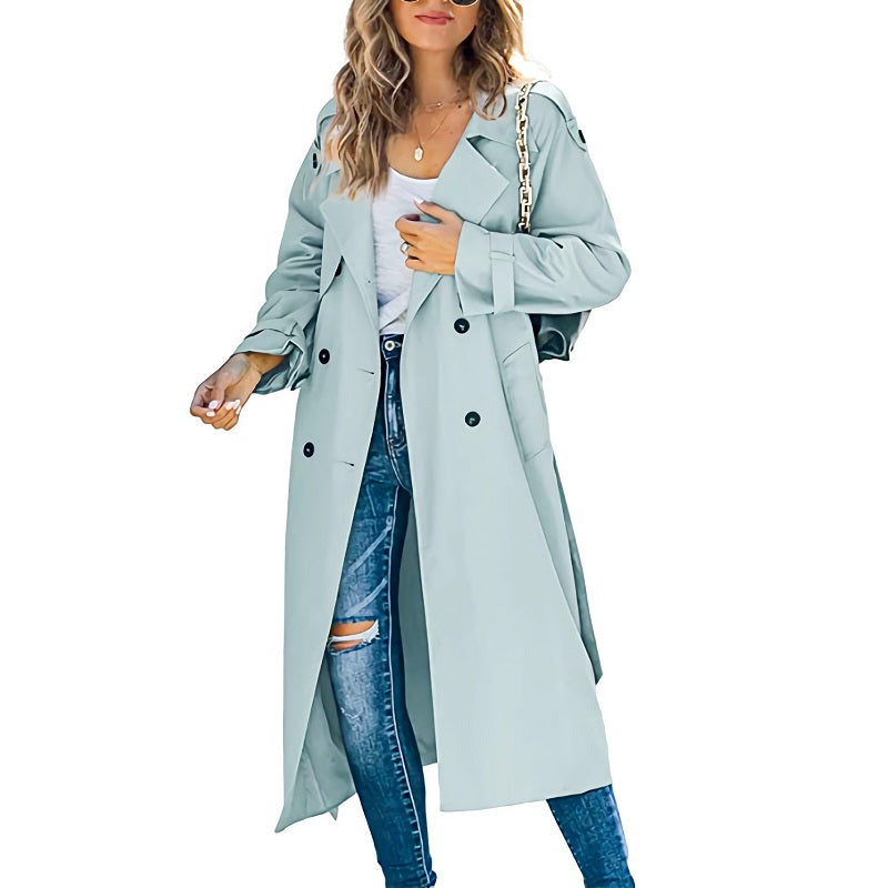 Women's Long Trench Coat | Elegant, Transitional Design & Versatile for Spring and Autumn Wear