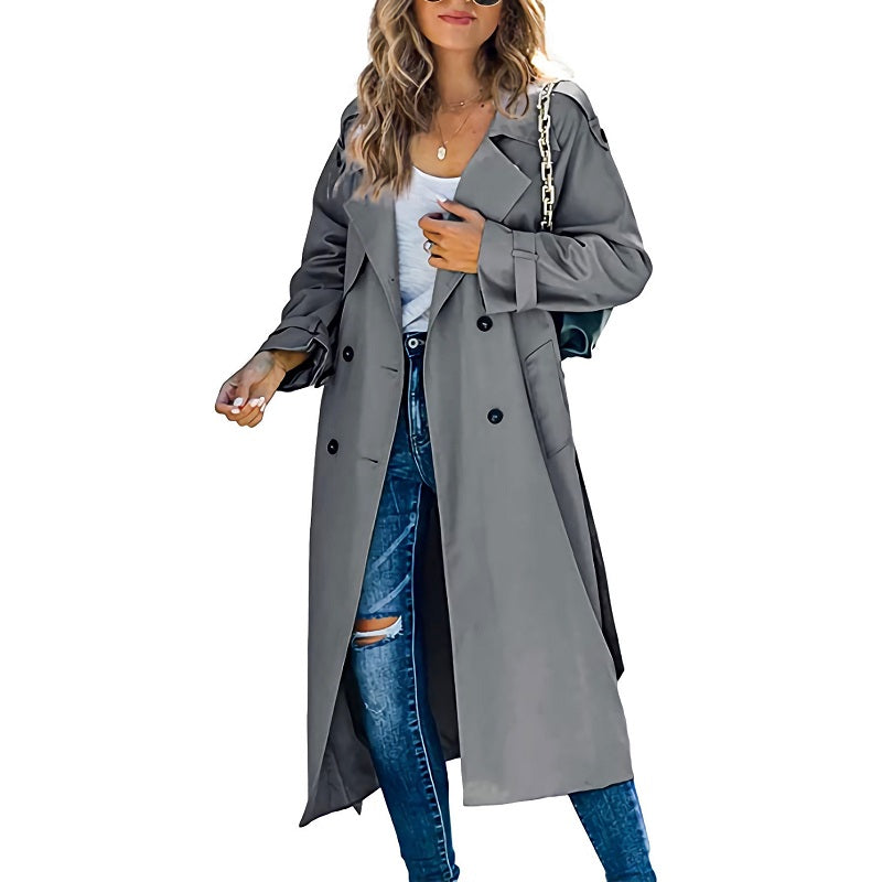 Women's Long Trench Coat | Elegant, Transitional Design & Versatile for Spring and Autumn Wear