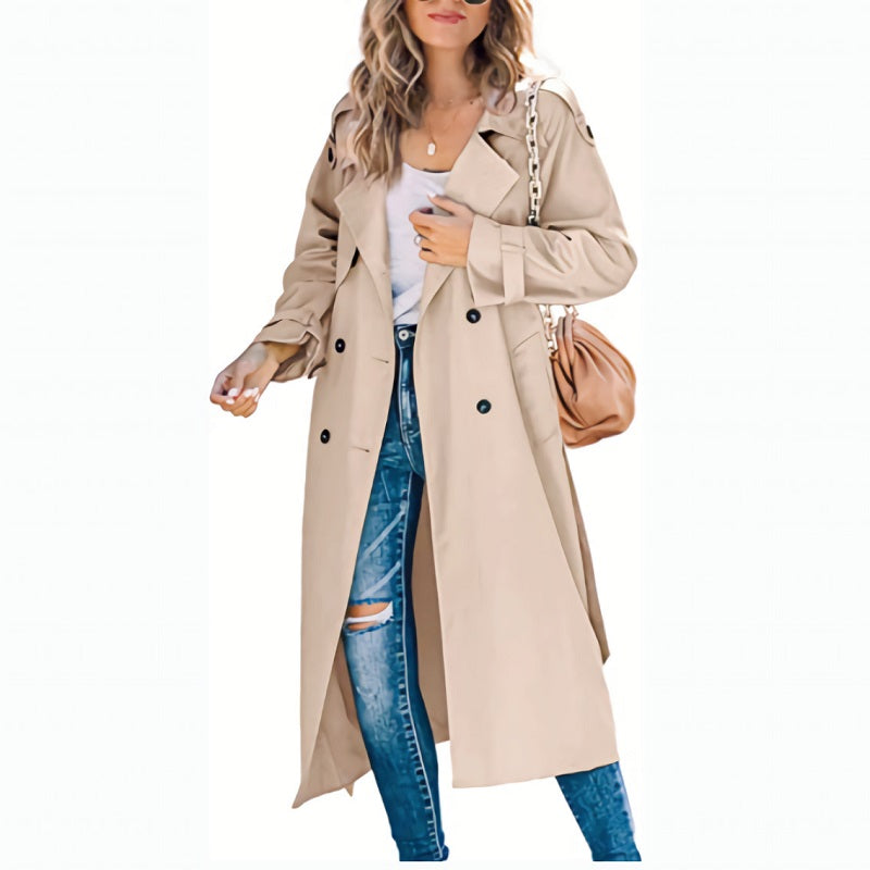 Women's Long Trench Coat | Elegant, Transitional Design & Versatile for Spring and Autumn Wear