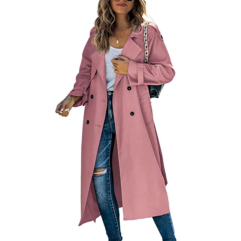 Women's Long Trench Coat | Elegant, Transitional Design & Versatile for Spring and Autumn Wear