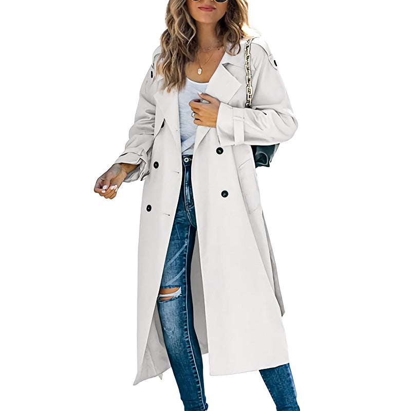 Women's Long Trench Coat | Elegant, Transitional Design & Versatile for Spring and Autumn Wear