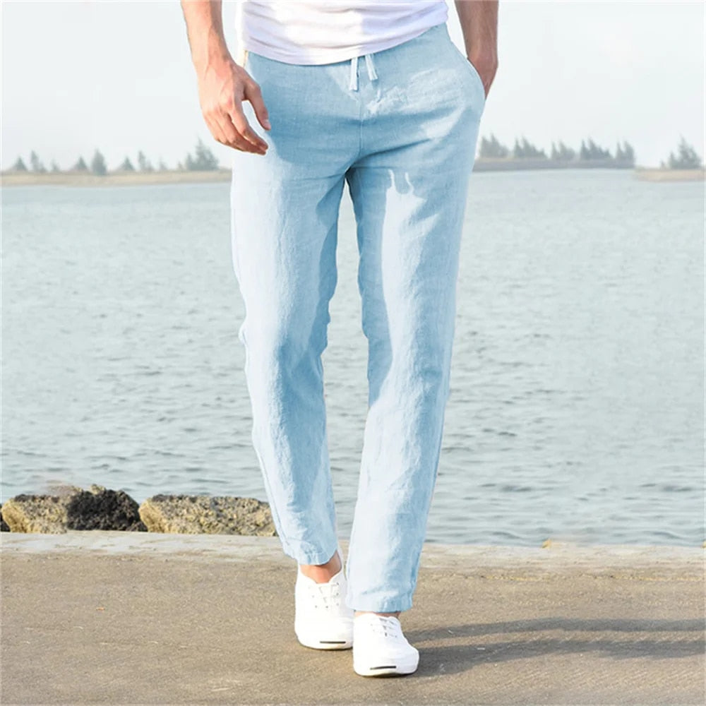 Lightweight Men's Casual Trousers | Comfortable, Breathable Linen Blend for Year-Round Wear
