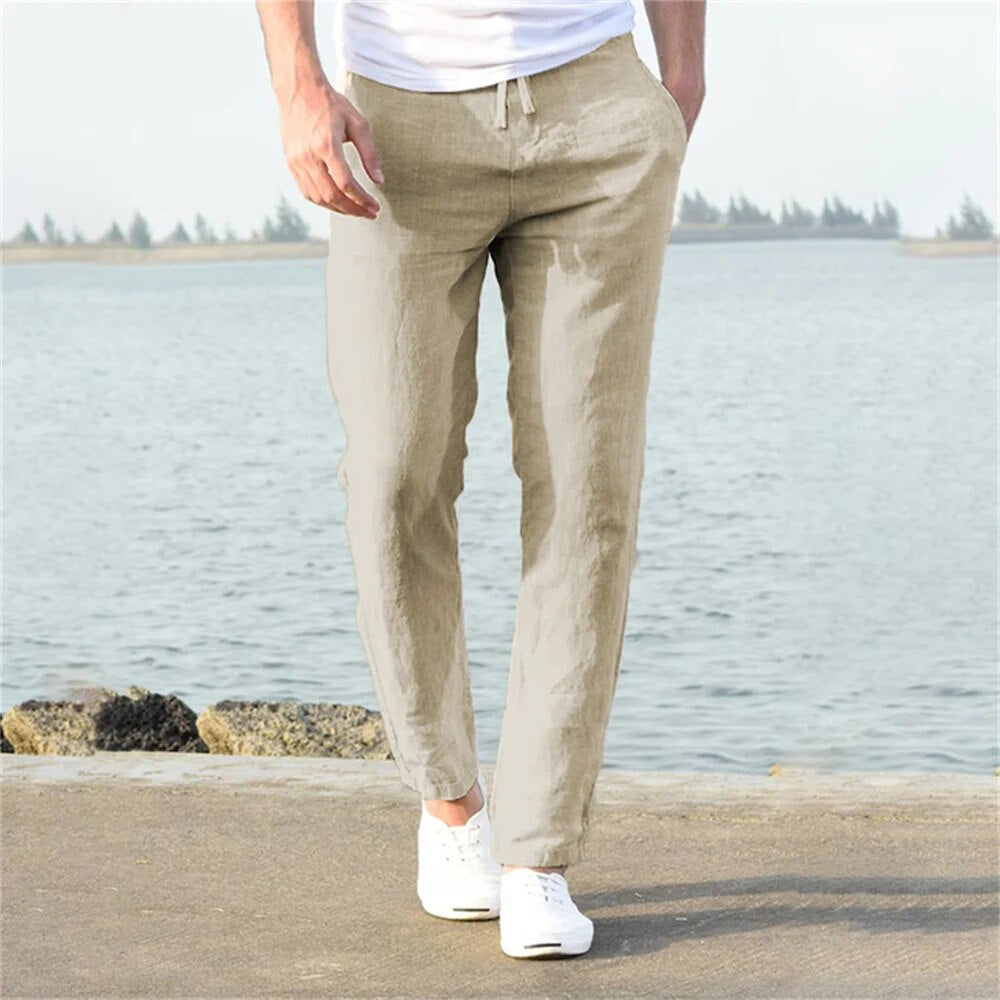 Lightweight Men's Casual Trousers | Comfortable, Breathable Linen Blend for Year-Round Wear