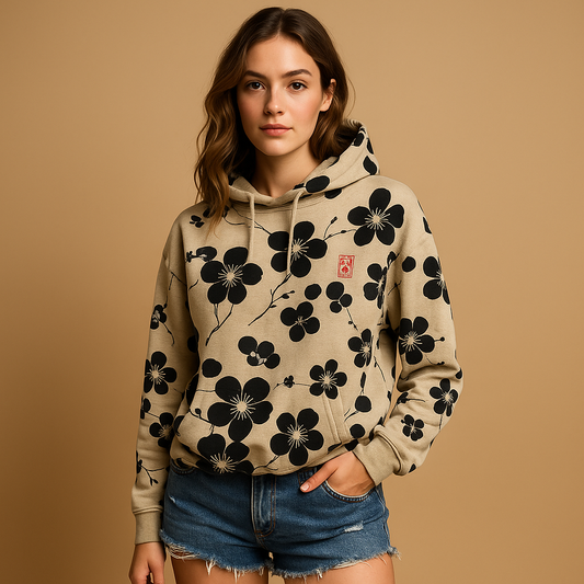 Floral Hoodie Jumper for Women - Cotton Casual Sweatshirt in Multi-Color, Size Available