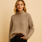 Knitted Turtleneck Jumper for Women in Timeless Design - Warm Wool Blend Sweater, Casual Fit, Available in Multiple Sizes