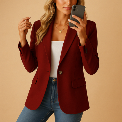 Tailored Women's Blazer with Comfortable Fit - Smart Casual Jacket for Work or Everyday Wear