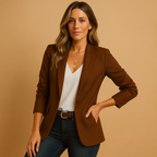 Women’s Tailored Blazer with Long Sleeves in Black - Smart Casual Office Wear