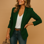 Women’s Tailored Blazer with Long Sleeves in Black - Smart Casual Office Wear