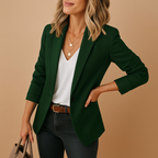 Women’s Tailored Blazer with Long Sleeves in Black - Smart Casual Office Wear