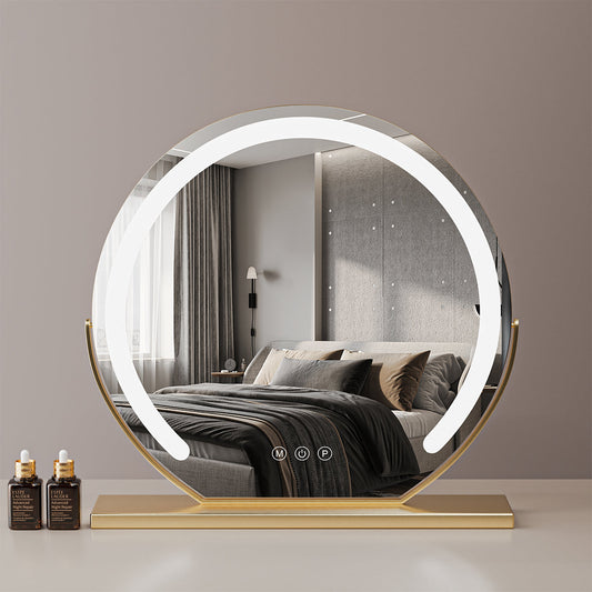 Large LED Makeup Vanity Mirror | 3 Light Modes, Adjustable Brightness & 360° Rotating for Dressing Table Use