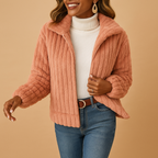 Long Women's Fleece Gilet with High Collar - Warm Layering Piece for Winter
