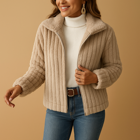 Long Women's Fleece Gilet with High Collar - Warm Layering Piece for Winter