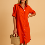Long Short Sleeve Shirt Dress for Women - Casual Cotton Dress in Various Sizes
