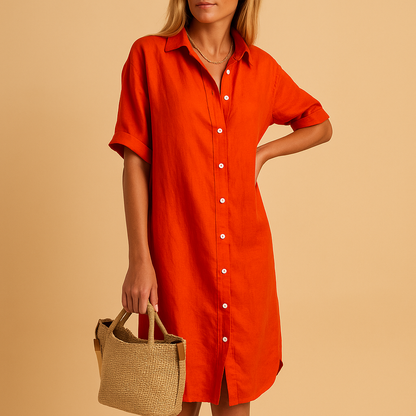 Long Short Sleeve Shirt Dress for Women - Casual Cotton Dress in Various Sizes