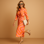 Light Wrap Dress with Collar for Women - Cotton, Casual, Available in Multiple Sizes
