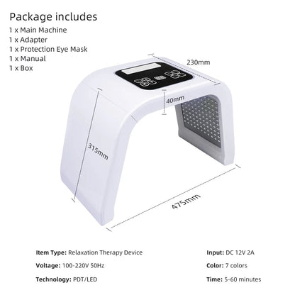 Professional 7 in 1 LED Face Light Therapy Machine - Transform Your Skincare Routine With Results at Home