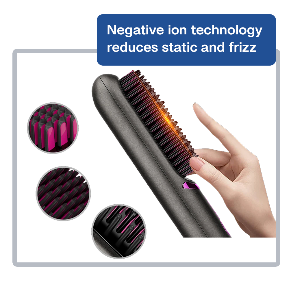 All-in-One Portable Hair Styler | Hair Straightener Brush with Cordless Technology | Ideal for Travel & Short Hair