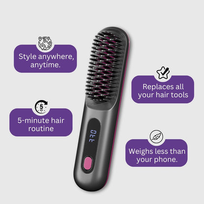 Portable Hair Straightener Brush | Ionic Technology, Lightweight & Fast Styling for All Hair Types