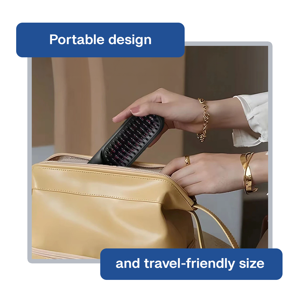 All-in-One Portable Hair Styler | Hair Straightener Brush with Cordless Technology | Ideal for Travel & Short Hair