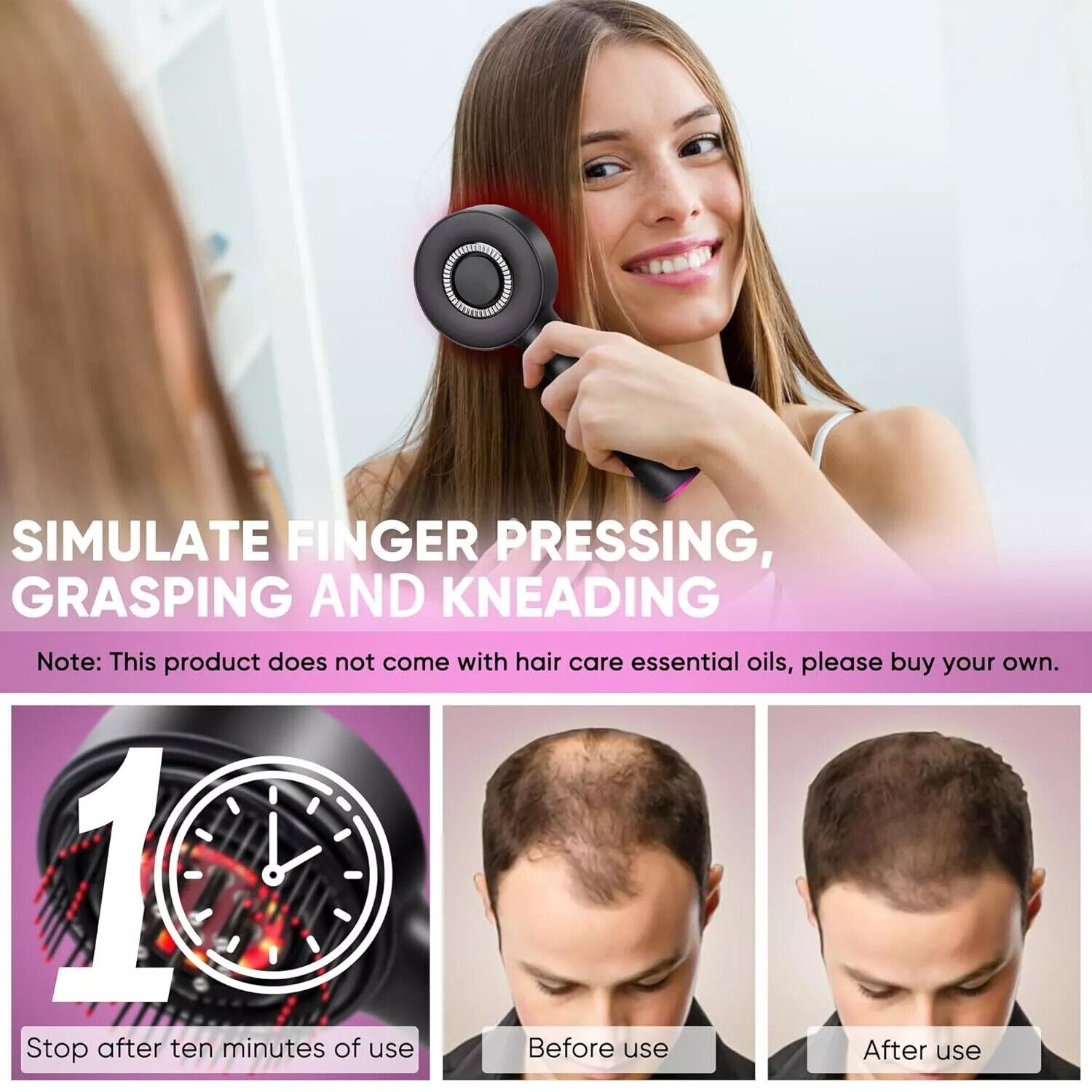 3-in-1 Electric Scalp Massager | Waterproof, Red Light Therapy & Portable for Relaxation and Hair Care