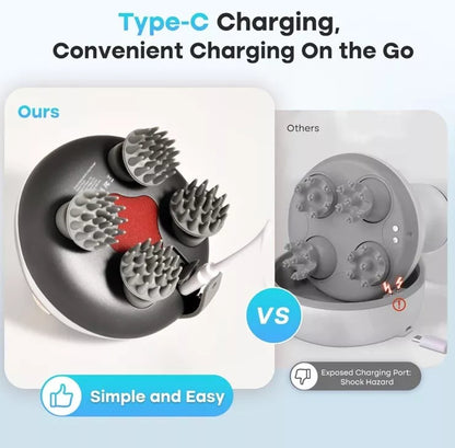 Electric Scalp Massager | Waterproof, USB Rechargeable & Ergonomic Design for Deep Relaxation and Hair Growth Stimulation