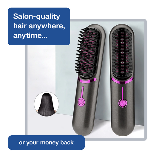 All-in-One Portable Hair Styler | Hair Straightener Brush with Cordless Technology | Ideal for Travel & Short Hair