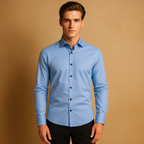 Men's Slim Fit Stretch Shirt - Comfortable Cotton Top for Everyday Wear