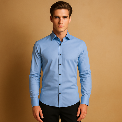 Men's Slim Fit Stretch Shirt - Comfortable Cotton Top for Everyday Wear