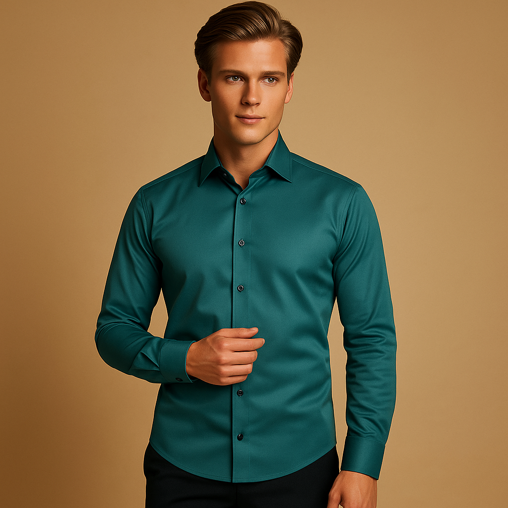 Men's Slim Fit Stretch Shirt - Comfortable Cotton Top for Everyday Wear