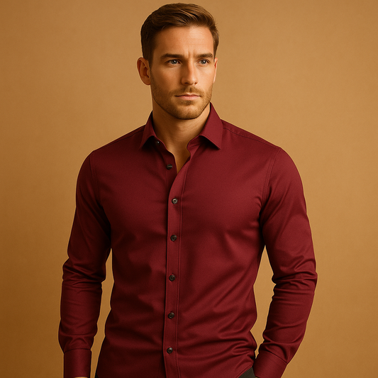 Men's Slim Fit Stretch Shirt - Comfortable Cotton Top for Everyday Wear