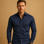 Men's Slim Fit Stretch Shirt - Comfortable Cotton Top for Everyday Wear