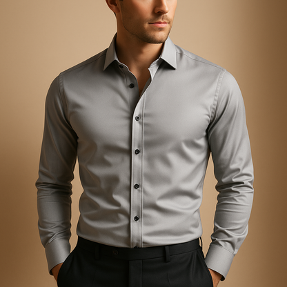 Men's Slim Fit Stretch Shirt - Comfortable Cotton Top for Everyday Wear