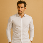 Slim Fit Men's Shirt with Turn-Down Collar - Comfortable Cotton Casual Wear