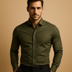Slim Fit Men's Shirt with Turn-Down Collar - Comfortable Cotton Casual Wear
