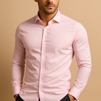 Slim Fit Men's Shirt with Turn-Down Collar - Comfortable Cotton Casual Wear
