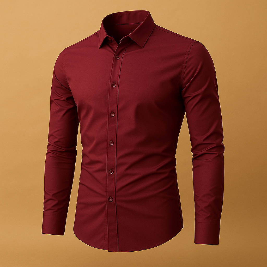 Slim Fit Men's Shirt with Turn-Down Collar - Comfortable Cotton Casual Wear