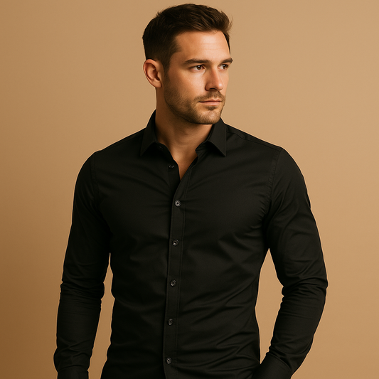 Slim Fit Men's Shirt with Turn-Down Collar - Comfortable Cotton Casual Wear